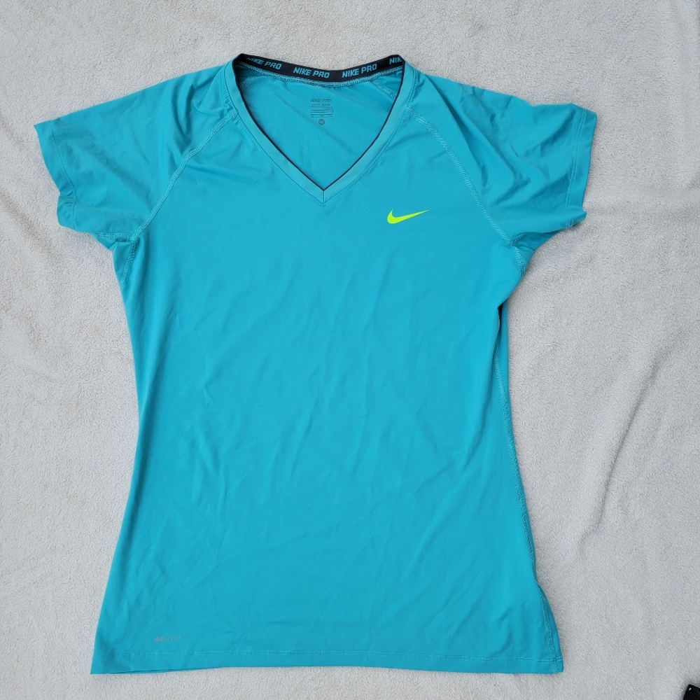 Nike pro womens athletic top aqua blue XL - Picture 1 of 3